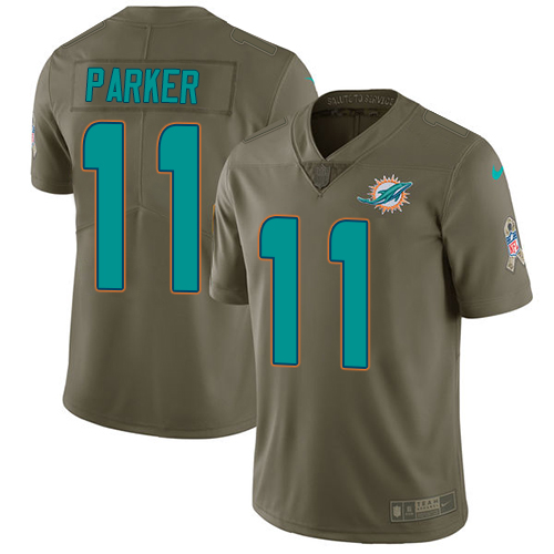 Nike Dolphins #11 DeVante Parker Olive Youth Stitched NFL Limited Salute to Service Jersey